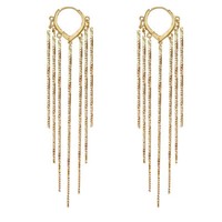 Pendientes Largos de Cadena de Serpiente de Metal Punk Coreanos de Moda, Pendientes de Flecos de Cadena Plana Chapados en Oro y Plata