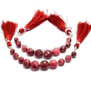 AAA + พลอยธูไลต์สีชมพูธรรมชาติ8มม.-12มม. ลูกปัดหัวหอมหลวม thulite กึ่งอัญมณีมีค่าลูกปัด briolette เรียบสำหรับเครื่องประดับ - Product Image 2