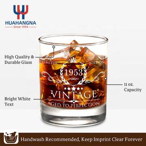 Huahang personnalisé 11 oz Vintage Double verre à whisky à l'ancienne Logo gravé boîte-cadeau en bois Transparent pour <span class=keywords><strong>Scotch</strong></span> Bourbon - Product Image 4