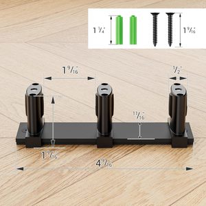 Guía inferior para <span class=keywords><strong>puerta</strong></span> <span class=keywords><strong>corredera</strong></span> de armario, guías para puertas de granero, ajustable con tornillo para puertas dobles, 3 rodillos, negro - Product Image 5
