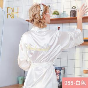 Abito Casual da donna OEM camicia da notte in <span class=keywords><strong>seta</strong></span> abito da sposa ricamato abito da damigella d'onore Cardigan da sposa - Product Image 6