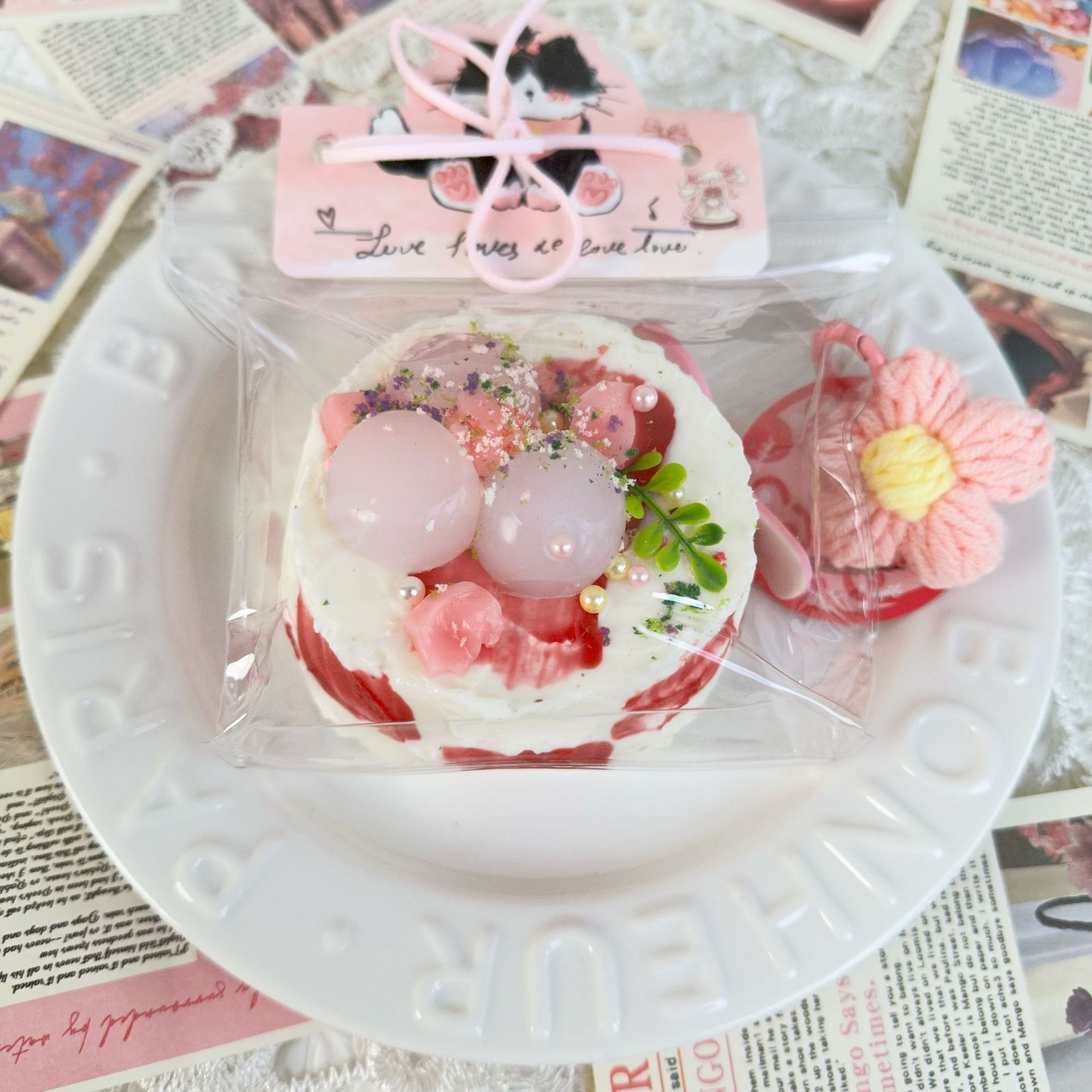 Gâteau givré à la pêche et au litchi