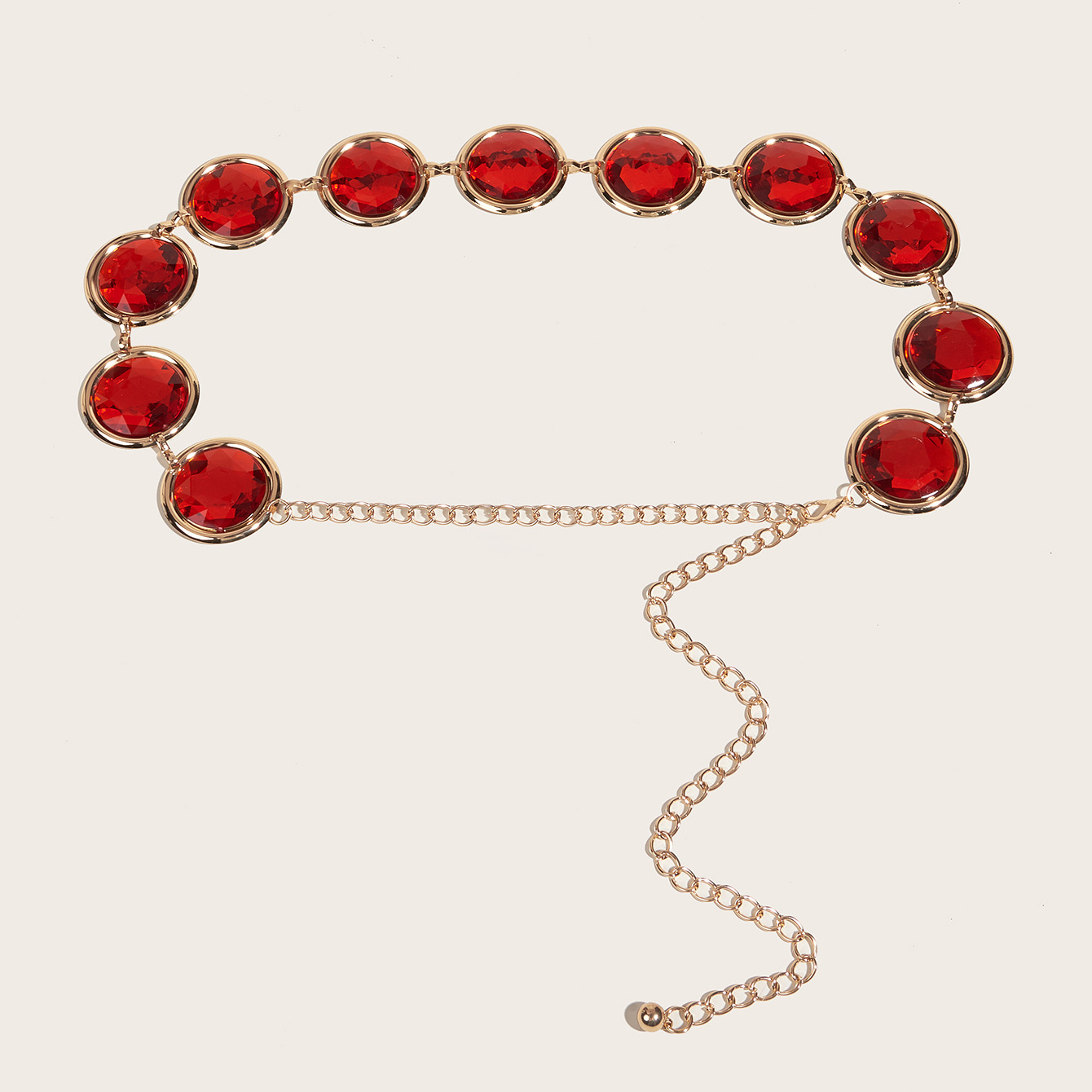 9543 Red Gem Chain Belt Rhinestone Cosplay Costume Waist For Women Red Gem Waist Belt - Adjustable Anime Cosplay Rhinestone  main image 2