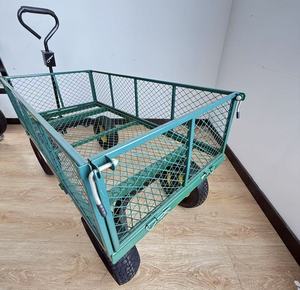 Chariot de jardin robuste en acier grillagé à quatre roues, conception pliable personnalisable OEM - Product Image 3