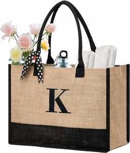 Bolsa de Yute Ecológica de Calidad para Compras, Regalos de Playa, Regalos para Amigas, Madres, Cumpleaños, Despedidas de Soltera, con Iniciales - Product Image 1