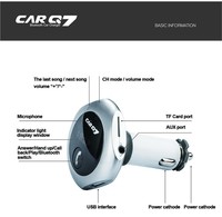 Módulo Reproductor MP3 Estéreo con Tarjeta TF, AUX, Manos Libres, 2 Puertos USB, Cargador de Teléfono, Transmisor FM Inalámbrico, Kit Bluetooth para Auto Q7 5.0