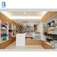 Comptoir de pharmacie minimaliste moderne conception de grain de bois conception de caissier de pharmacie vitrine de magasin médical vente au détail personnalisée
