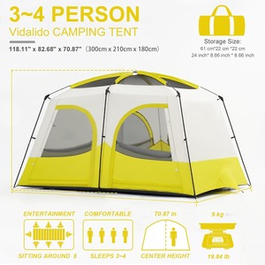 Carpa de Camping OEM para 3-4 Personas con Vestíbulo Extendido, Resistente a la Intemperie, Ventanas de Malla Transpirable, Impermeable, para Exteriores - Product Image 4