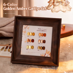 Set de Esmalte de Uñas en Gel UV Ojo de Gato Magnético Miss Gooey 8ml, 6 Colores Ámbar <span class=keywords><strong>Dorado</strong></span> Brillante, Marca Propia OEM - Product Image 5