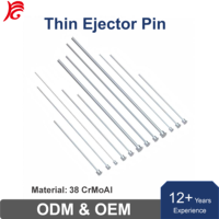 Pasador expulsor recto nitrurado 38CrMoAl estándar DME para molde de conector de precisión, punta de 0.8-1.9mm para molde de piezas electrónicas