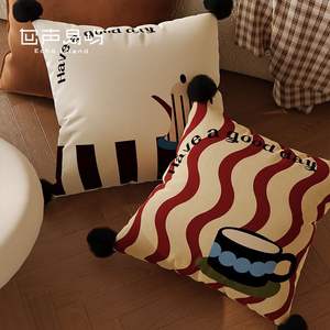 Echo & Land - Funda de almohada cuadrada con rayas, estilo americano retro, extraíble, para decoración del hogar, sala de estar, sofá, mesita de noche - Product Image 1