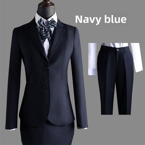 Conjunto de traje de negocios azul real de alta calidad para mujer, ropa de trabajo de oficina profesional para <span class=keywords><strong>empleo</strong></span> bancario, incluye cuello de chaleco - Product Image 2
