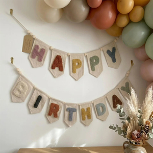 Decoración para Fiestas <span class=keywords><strong>de</strong></span> Cumpleaños, Guirnalda <span class=keywords><strong>de</strong></span> Letras en Tonos Tierra Estilo Boho, Pancarta <span class=keywords><strong>de</strong></span> Feliz Cumpleaños en Fieltro Neutral - Product Image 5