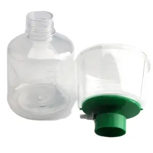 أدوات للاستعمال المختبري زجاجة بلاستيكية سعة 500 مللي قابلة للتخلص منها مع تصفية هواء معزولة بجهاز مسح علوي 0.22um