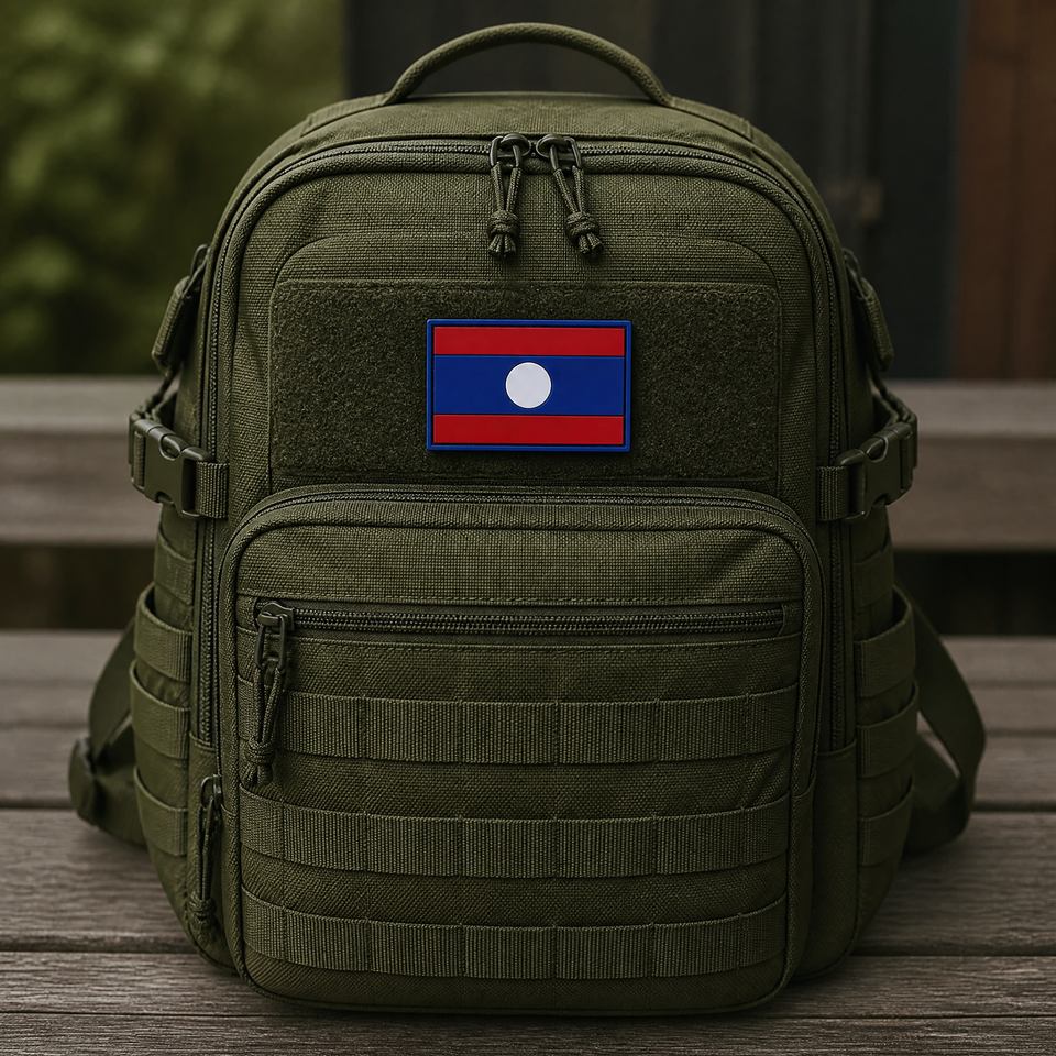 Laos Flag Patch Badge with Hook and Loop Backing for Backpacks Clothing ...
