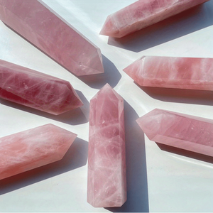 Pilares de cristal de cuarzo rosa al por mayor [boho], cristal para atraer la riqueza, piedra decorativa, fragmentos de piedra en bruto tallados, mineral - Product Image 2