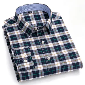 Nouveauté : Chemises à manches longues pour hommes en taille plus 7XL, 100% coton Oxford, décontractées élégantes, respirantes, printemps, vintage, à carreaux - Product Image 1