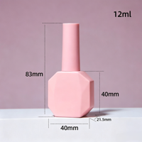 Bouteille en verre de vernis à ongles gel rose de 12 ml, flacon de recharge pour vernis à ongles, personnalisable, impression sérigraphique, marquage à chaud disponible