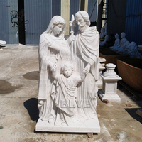 BLVE Église Religieuse Catholique Décoration De Jardin En Marbre Naturel Sainte Famille Statue Marie Joseph Jésus Sculpture