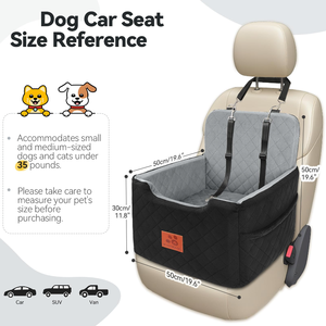 Asiento de Coche para Perros, Diseño Acolchado Gris con Cinturones de Seguridad y Bolsillos de Almacenamiento, Transportín de Viaje Lavable y Cómodo - Product Image 4