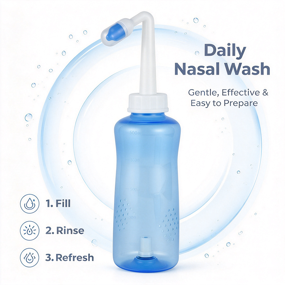 Large Capacity Nasal Wash Bottle, Food Grade Plastic Neti Pot for Nasal ...