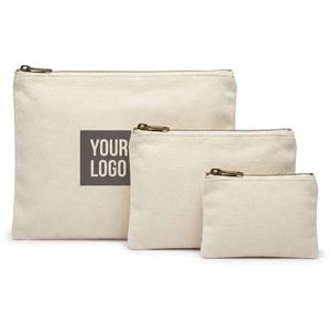 Pochette cosmétique en toile zippée, plusieurs tailles - Sac de rangement en coton vierge, impression de logo personnalisé pour commande promotionnelle en gros - Product Image 5