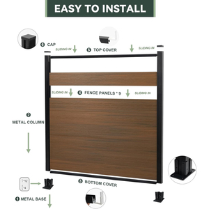 แผงรั้ว WPC กลางแจ้งกันรังสียูวีกันน้ำ DIY อุปกรณ์เสริมรั้ว<span class=keywords><strong>เสา</strong></span>อลูมิเนียมรั้วเพื่อความเป็นส่วนตัวสำหรับ<span class=keywords><strong>สวน</strong></span>บ้านติดตั้งง่าย - Product Image 3