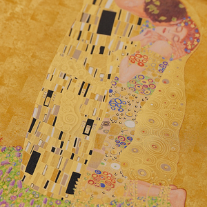 Riproduzione Artigianale in Ottone e Legno Massello con Tecnica <span class=keywords><strong>di</strong></span> Micro Intaglio della Famosa Pittura 'Il Bacio' <span class=keywords><strong>di</strong></span> <span class=keywords><strong>Klimt</strong></span>, Arte Metallica Creativa per la Casa - Product Image 6