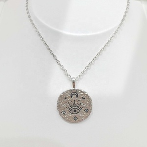 Collier pendentif unique en argent sterling 925 plaqué or, style hip hop, avec pièce gravée, prix usine - Product Image 2