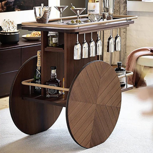 Moyi Nieuwste Ontwerp Aanpassen Vorm Houten Slave Voedsel Serveerwagen Ijzeren Metalen Frame Zwart Afgewerkt Drinkbaar Voedsel Serveren <span class=keywords><strong>Trolley</strong></span> - Product Image 1