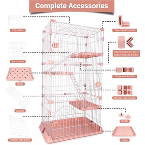 Gaiola de gato 4 andares para gatos, canil, gaiolas para gatos, área interna, grande, com <span class=keywords><strong>3</strong></span> plataformas, <span class=keywords><strong>3</strong></span> portas frontais, <span class=keywords><strong>2</strong></span> rampas - Product Image 4