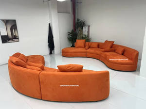 مجموعة أرائك زاوية حديثة على شكل قوس أريكة جلدية/قماشية لغرفة المعيشة المنزل الفندق فيلا أثاث الطابق السفلي - Product Image 5