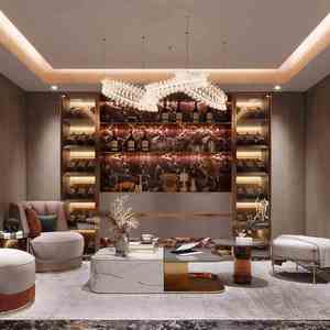 JINGSHUN Mueble de Madera Maciza para Sala de Estar con Diseño Personalizado para Villa de Lujo, Mueble para Vinos con Líneas Esqueléticas, Diseño Libre ENF - Product Image 1