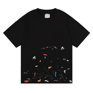Camiseta de manga corta para hombre, estilo urbano estadounidense, informal, estilo hip-hop, 100% algodón, con estampado de grafiti con efecto de tinta pulverizada. - Product Image 3