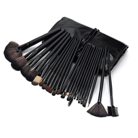 Ensemble de 32 pinceaux de maquillage professionnels pour le visage, poils synthétiques, manche en plastique, sac en PU, outils de beauté, cadeau pour femmes