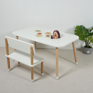 Ensemble de meubles en bois <span class=keywords><strong>blanc</strong></span> de haute qualité pour enfants, Tables de lecture et chaises pour l'apprentissage - Product Image 1