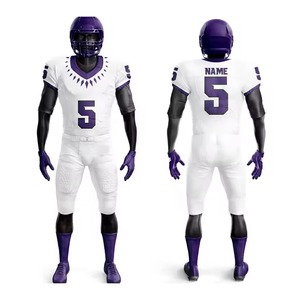 Uniforme Personalizado de Fútbol Americano, Blanco y Morado, Sublimado, Cuello en V, Manga Corta, Absorbe la Humedad, Corte Atlético para Hombre - Product Image 1