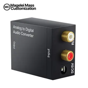 Adaptador de áudio óptico personalizado, logotipo personalizado r/l rca 3.5mm aux para digital coaxial toslink, conversor de áudio analógico para áudio digital para xbox tv