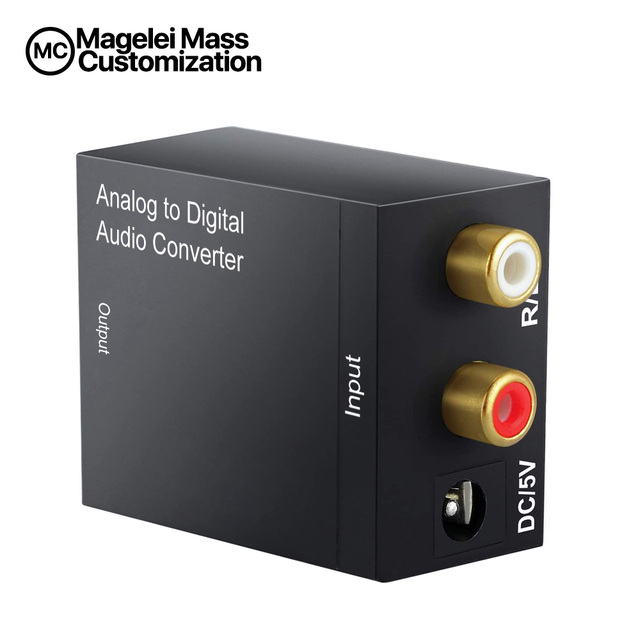 Customized Logo R/L RCA 3.5mm AUX to Digital Coaxial Toslink Optical Audio Adapter Analog to Digital Audio Converter for Xbox TV