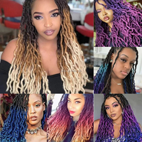 Perruque de cheveux synthétiques pour femmes, 18 pouces, 100g, mèches de cheveux synthétiques, faux locs gypsies, tresses torsadées, crochet, cheveux bouclés naturels, papillon