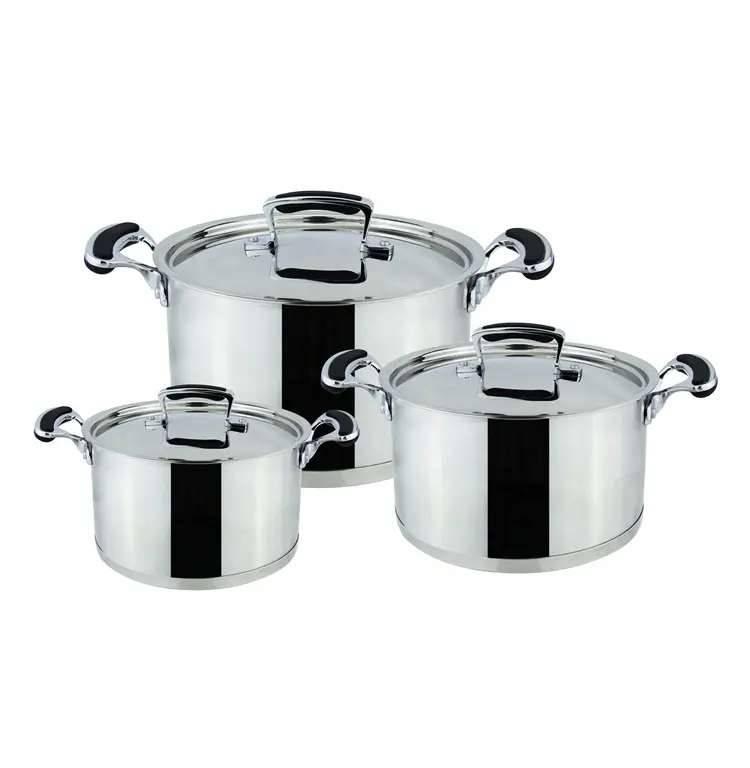Hot sale 6pcs capsulated bottom plating casseroles induction stainless Steel Camping Cook Set with G type glass lid