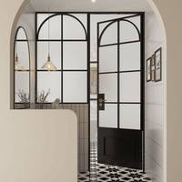 Porte intérieure en alliage d'aluminium avec double vitrage, design moderne, finition tempérée imperméable