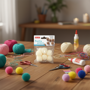 Ilan <b>Wool</b> Pompom 3.0 Cm Cream Color <b>Craft</b> Decoration - Product Image 3