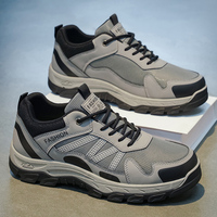 Chaussures de randonnée d'été pour hommes à lacets, doublure en maille respirante, anti-odeur, tendance mode, tige en PU, semelle extérieure en caoutchouc antidérapante et durable