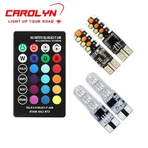 Éclairage coloré T10 RGB 5050 6 SMD LED, lumière de voiture, télécommande de plaque d'immatriculation, clignotant T10 RGB