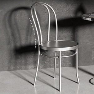 Set di Tavoli e Sedie in Acciaio Inox Stile Industriale per Ristoranti, Sgabelli Casual con Schienale per Ristoranti - Product Image 5