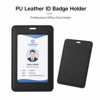 Porte-badge en cuir PU personnalisé avec logo, étui pour carte d'employé, pochette pour carte d'accès au bureau, pour événements de bienvenue d'entreprise, cadeaux promotionnels en gros