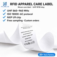 Étiquette RFID tissée personnalisée 860-960 MHz UHF à coudre dans la couture des vêtements pour le contrôle des stocks de vêtements de détail
