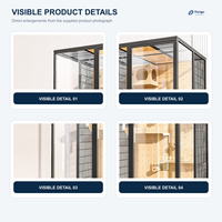 Grande maison pour chat moderne en bois avec fermeture à boucle, design respirant, balcon en verre spacieux, villa intérieure luxueuse pour animaux de compagnie, style nid douillet