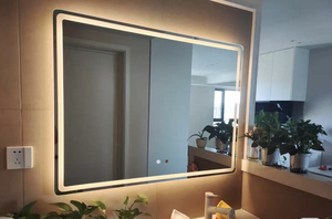 Miroir de salle de bain LED rectangulaire de style moderne grand miroir de maquillage mural intelligent avec écran tactile encadré pour la décoration de la maison - Product Image 3